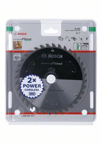 BOSCH Fűrészlap akkus fűrészekhez; Standard fa 160x20/15.875x1.5/1.0x36T 2608837677