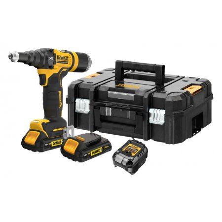 DEWALT 18V AKU szegecselő pisztoly, 1x1,7Ah, töltő, TSTAK DCF403E1GT