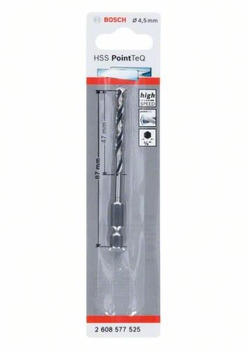 BOSCH Fúró fémhez HSS PointTeQ HEX 6 pontos szárral; 4,5 mm (5 db) 2608577525