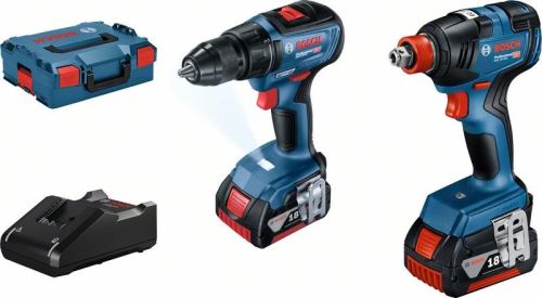 BOSCH Akkus szerszámkészlet, Akkus ütvecsavarozó + Akkus fúrócsavarhúzó, GDX 18V-200 + GSR 18V-50+ 2× GBA 18V 4.0Ah + GAL 18V-40 06019J2220