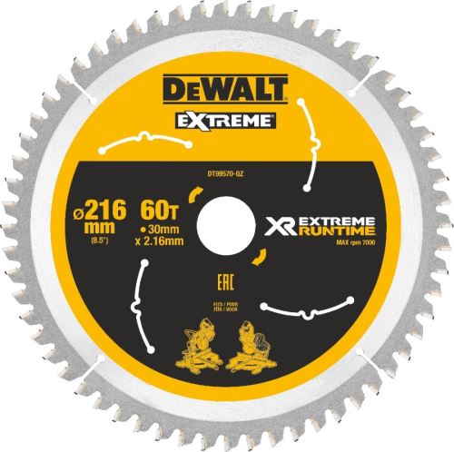 DEWALT fűrészlap (ideális FLEXVOLT fűrészekhez), 216 x 30 mm, 60 fogú DT99570