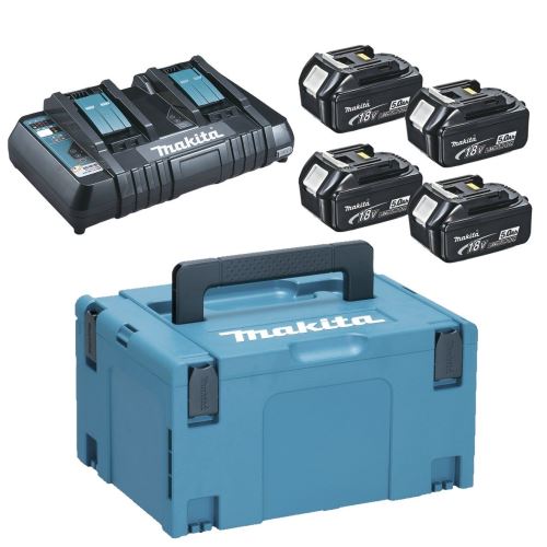 MAKITA Li-ion LXT 18V szett 4 db BL1850B+1 db Dupla töltő DC18RD+1 db Makpac 197626-8