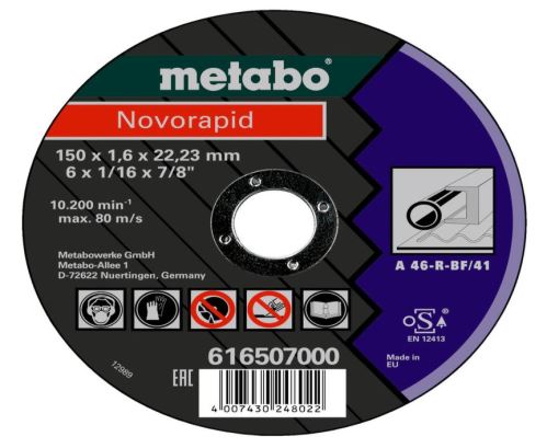 METABO Vágótárcsa Novorapid acél 150x1,6x22,23 616507000