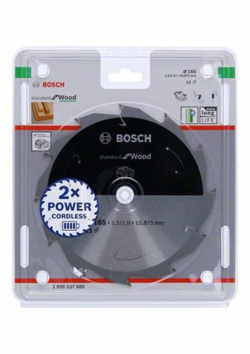 BOSCH Fűrészlap akkus fűrészekhez; Standard fához 165x15,875x1,5/1,0x12T 2608837680