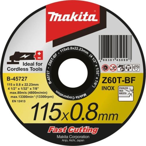 MAKITA Vágótárcsa 115×0,8×22,23 mm rozsdamentes acél B-45727