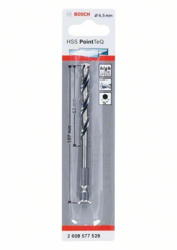 BOSCH Fúró fémhez HSS PointTeQ HEX 6 pontos szárral; 6,5 mm (5 db) 2608577529