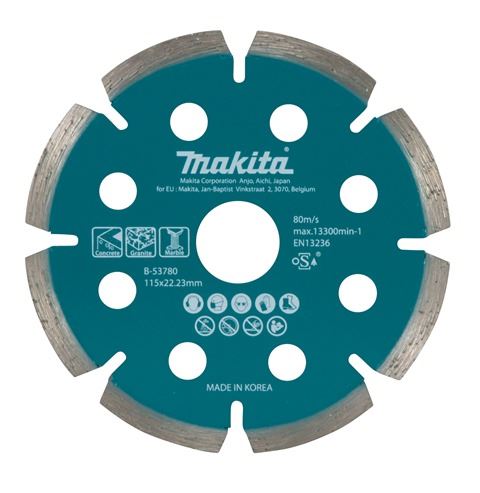 MAKITA gyémánt vágótárcsa 115x1,6x22,23 mm akkumulátoros sarokcsiszolókhoz B-53780