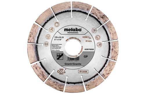 METABO Gyémánt vágótárcsa Dia-TS125x22,23mm - GP, Gránit, Professzionális 628576000