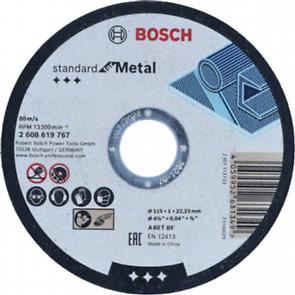 BOSCH vágótárcsa szabvány fémhez 115 x 1 x 22,23 mm, egyenes 2608619767