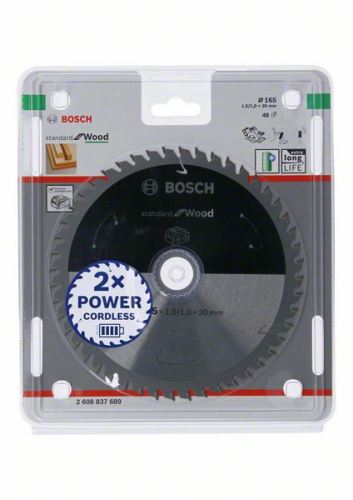 BOSCH Fűrészlap akkus fűrészekhez; Standard fához 165x30x1,5/1,0x48T 2608837689