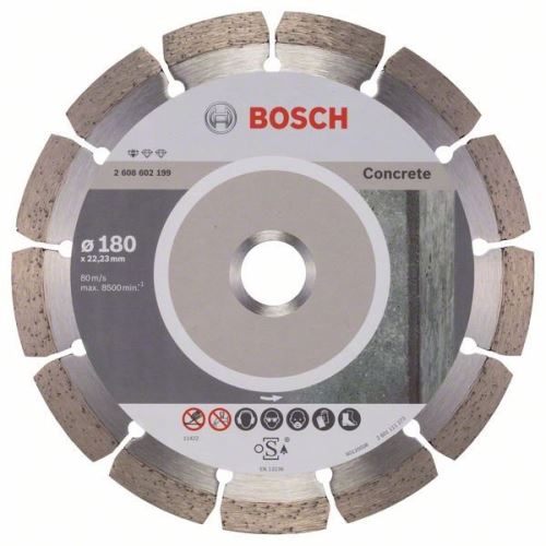 BOSCH gyémánt vágótárcsa szabvány betonhoz 180 x 22,23 x 2 x 10 mm 2608602199