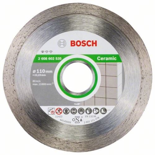 BOSCH gyémánt vágótárcsa szabvány kerámiához 110 x 22,23 x 1,6 x 7,5 mm 2608602535