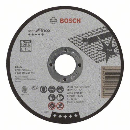 BOSCH Vágótárcsa egyenes Best for Inox A 46 V INOX BF, 125 mm, 1,5 mm 2608603496