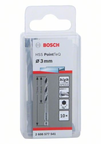 BOSCH Fúró fémhez HSS PointTeQ HEX 6 pontos szárral; 3,0 mm 2608577541