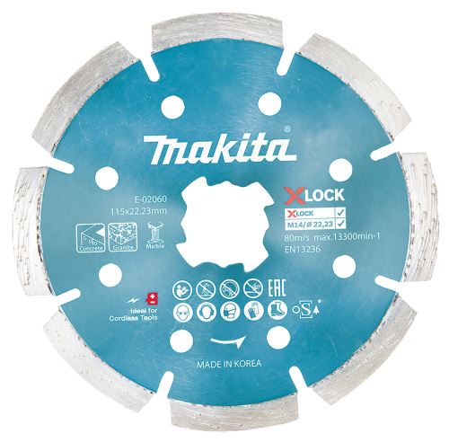 MAKITA gyémánt vágótárcsa 115x2,2x22,23 mm X-Lock E-02060