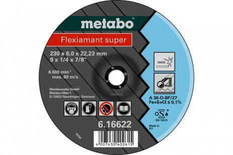 METABO Csiszolótárcsa Flexiamant SUPER 100x6,0x16,0 INOX, SF 27 - 616735000 616735000