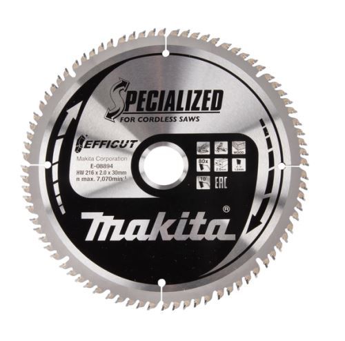 MAKITA fafűrészlap Efficut 216x2x30 mm 80 fogú E-08894