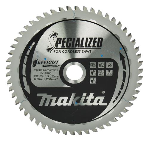 MAKITA fűrészlap alumínium Efficut 165x1,5x20 mm 54 fogú E-16760