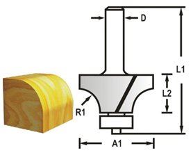 MAKITA Kerekítő maró csapágyszárral 8 mm, 19x9,5x53 mm R 32 mm D-48359