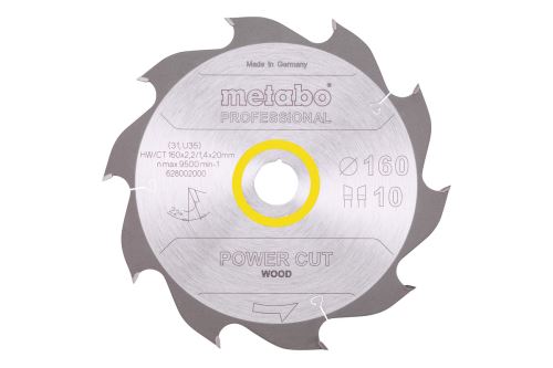 METABO fűrészlap Power Cut Wood 160 x 20 mm, 10 fog, 22° 628002000