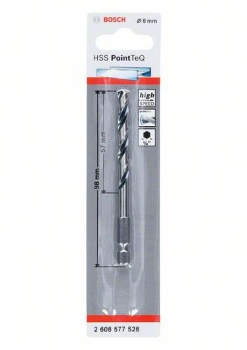 BOSCH Fúró fémhez HSS PointTeQ HEX 6 pontos szárral; 6,0 mm (5 db) 2608577528