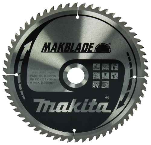 MAKITA fa fűrészlap MAKBLADE 255x2,3x30 mm 60 fogú B-32792