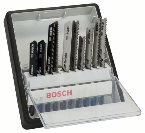 BOSCH 10 részes fűrészlapkészlet Robust Line Top Expert, szárral TT 130 RIFF; T 118 AHM; T 141 HM; T 101 A; T 113 A; T 101 BF; T 101 BIF; T 118 AF; T 227 D; T 123 X 2607010574