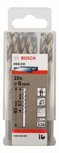 BOSCH Fúrószárak fémhez HSS-Co, DIN 338 6 x 57 x 93 mm (10 db) 2608585889