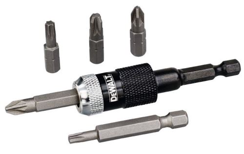 DEWALT bitkészlet (6 db) / gyorskioldó adapter + 25 mm-es bitek: Pz2, Pz3, T25, 50 mm: Pz2, T20 / DT71514