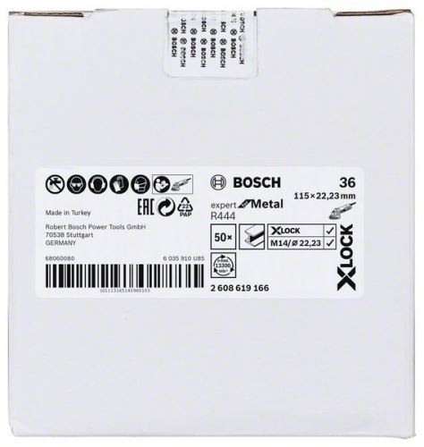 BOSCH X-LOCK Fiber csiszolótárcsák Expert fémrendszerhez Ø 115 mm, G 36, R444 2608619166