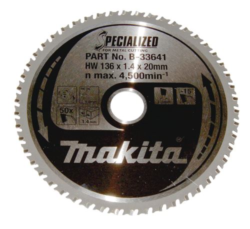 MAKITA fűrészlap acél SPECIALIZÁLT 136x1,4x20 mm 50 fogú B-33641