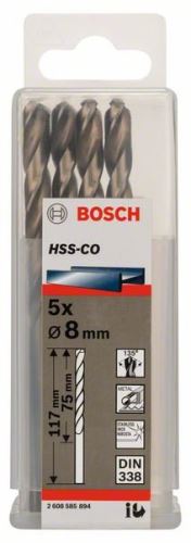 BOSCH Fúrószárak fémhez HSS-Co, DIN 338 8 x 75 x 117 mm (5 db) 2608585894