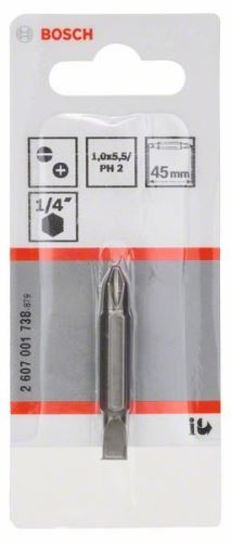 BOSCH Kétoldalas bit S 1,0x5,5; PH2; 45 mm 2607001738