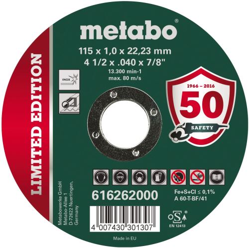 METABO Vágótárcsa Inox 115x1,0x22,23 616262000