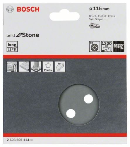 BOSCH F355 csiszolópapír, 5 115 mm-es csomag, 600 2608605113