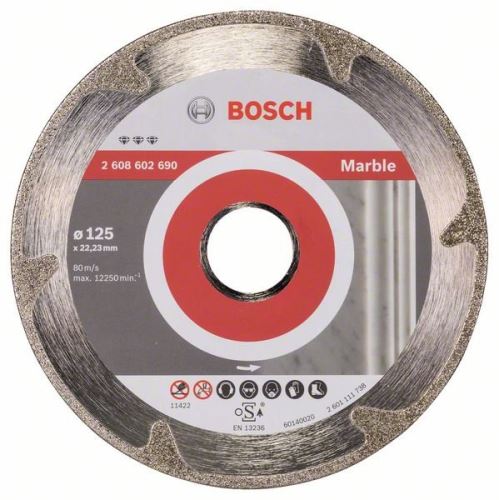 BOSCH gyémánt vágótárcsa a legjobb márványhoz 125 x 22,23 x 2,2 x 3 mm 2608602690