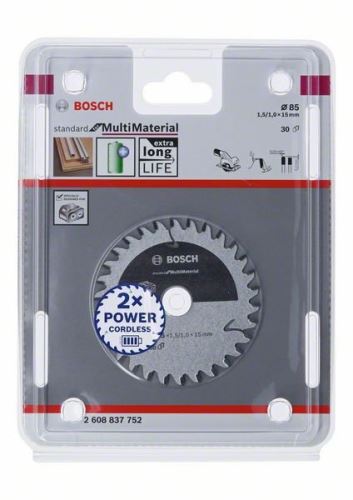 BOSCH Fűrészlap akkus fűrészekhez; Standard több anyaghoz 85x15x1,5/1,0x30T 2608837752