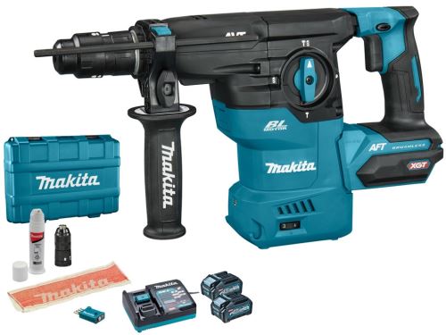 Makita Aku kalapács cserélhető tokmánymal és AWS Li-ion XGT 40V/4.0Ah, tok HR009GM203