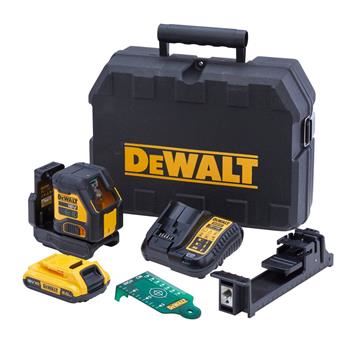 DEWALT Cross lézer zöld sugárral, 2Ah akkumulátorral DCLE34021D1