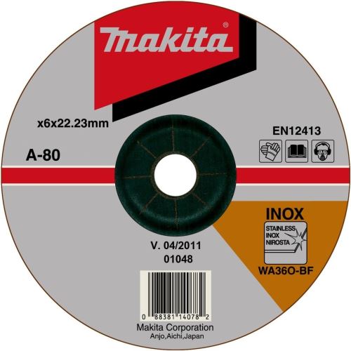 MAKITA csiszolókorong rozsdamentes acél 230x6x22,23 mm A-80896