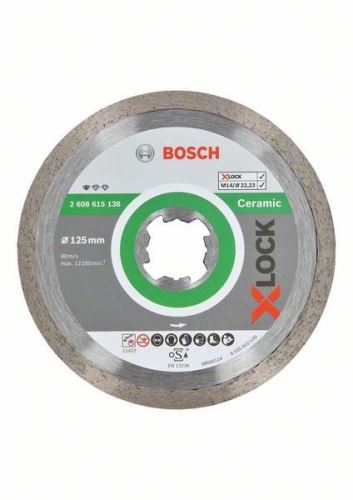 BOSCH X-LOCK Gyémánt vágótárcsa Standard kerámia rendszerhez 125 x 22,23 x 1,6 x 7 mm 2608615138