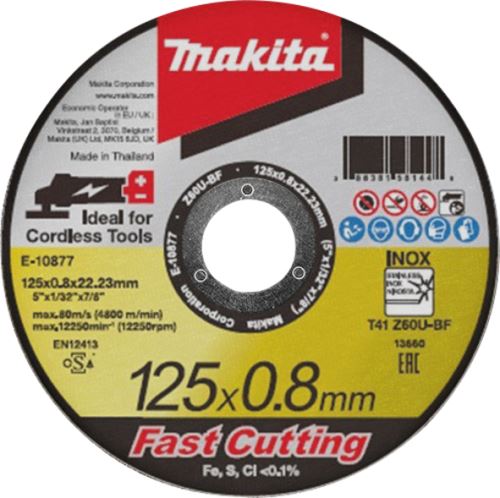 MAKITA vágótárcsa rozsdamentes acélhoz 125 x 0,8 x 22,23 mm E-10877