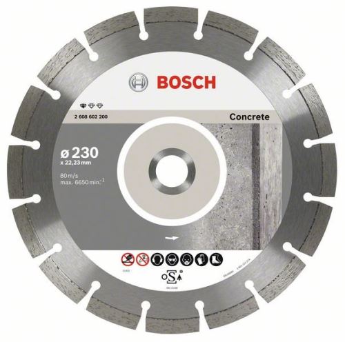 BOSCH gyémánt vágótárcsa szabvány betonhoz 230 x 22,23 x 2,3 x 10 mm (10 db) 2608603243