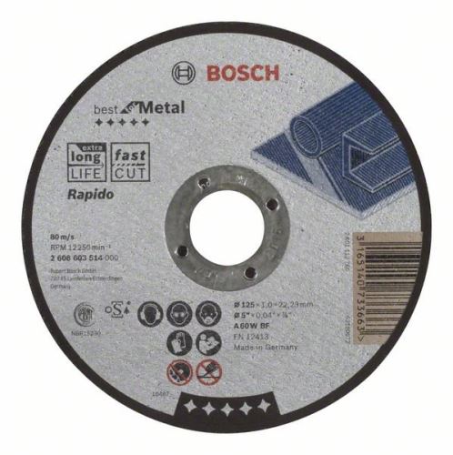 BOSCH Egyenes vágótárcsa Best for Metal - Rapido A 60 W BF, 125 mm, 1,0 mm 2608603514