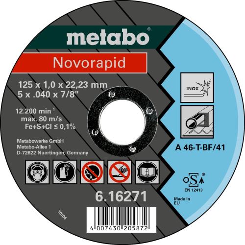 METABO Vágótárcsa Novorapid Inox 125x1,0x22,23 616271000