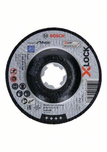 BOSCH X-LOCK Törött vágótárcsa Expert fémrendszerhez 115×2,5×22,23 A 30 S BF, 115 mm, 2,5 mm 2608619256