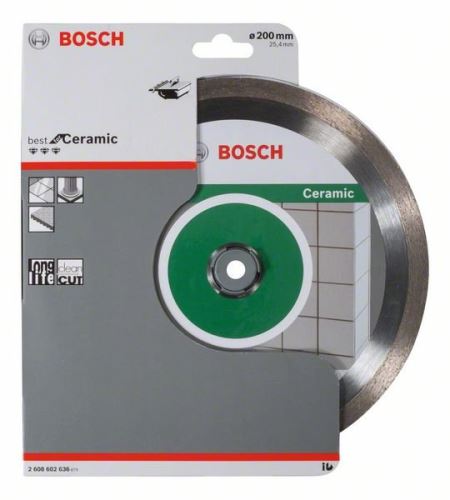 BOSCH gyémánt vágótárcsa Legjobb kerámiához 200 x 25,40 x 2,2 x 10 mm 2608602636