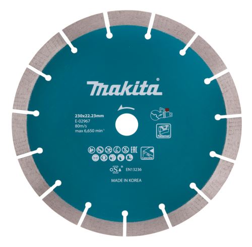 MAKITA gyémánt betonvágó tárcsa 230x2,4x22,23 mm akkumulátoros gépekhez E-02967