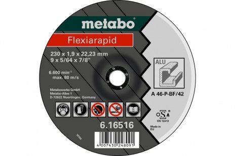 METABO Csiszolókorong Flexiarapid 125 x 1,0 x 22,23 mm, ALUMÍNIUM, TF 41 - 616513000 616513000