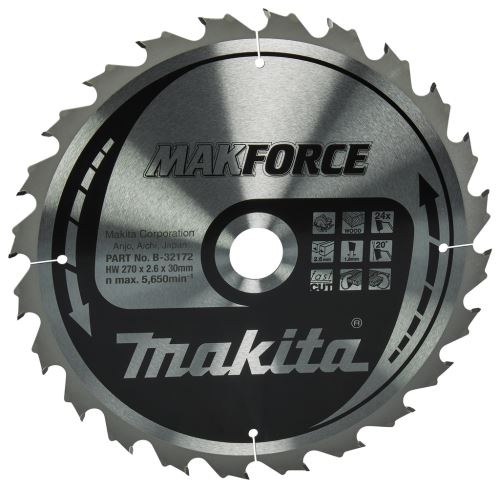 MAKITA fa fűrészlap MAKFORCE 270x2,6x30 mm 24 fogú B-32172